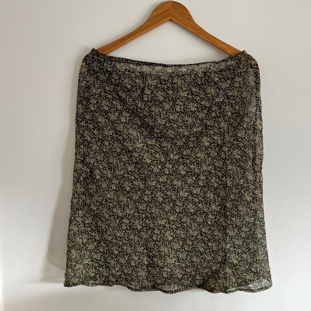 Vintage Sheet Floral Green Midi Skirt